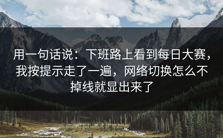 用一句话说：下班路上看到每日大赛，我按提示走了一遍，网络切换怎么不掉线就显出来了